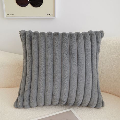 Lot de 2 housses de coussin rayées, décoratives pour canapé, lit, 45x45 cm, gris. (1/4)