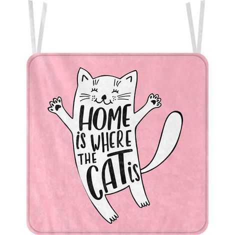 Coussin de chaise à motif chat de dessin animé unique, doux et confortable, pour la maison, l'hôtel ou le bureau, 35 x 35 cm (1/5)