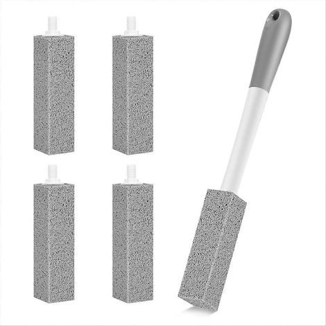 Lot de 4 pierres ponces pour WC avec manche extra long, nettoyant pour cuvette de WC, 1 manche de nettoyage inclus. (1/5)