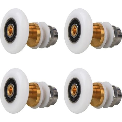 Roulettes pour cabine de douche (lot de 4) – Roulements à billes Ø23 mm, accessoires de remplacement pour porte de douche, glissières et rouleaux guidage