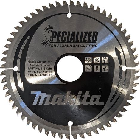 LAMA SPECIALIZED PER ALLUMINIO 160MM FORO 30mm 60 DENTI MAKITA B-33249