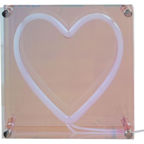 Lampe led effet neon décorative acrylique coeur multicolore avec port USB (1/5)