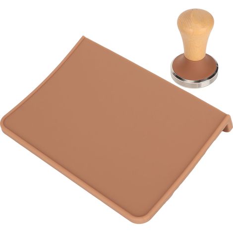 2er-Set: Extra große Kaffeetampfmatte & brauner Tamper (51 mm), rutschfestes Silikon, Staubschutz (1/5)
