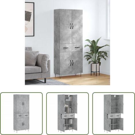 vidaXL Betonfarbe -  Highboard Betongrau 69,5x34x180 cm Holzwerkstoff (1/5)