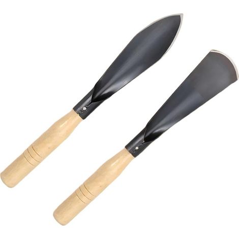 Pelles de jardinage robustes en acier au manganèse — Lot de 2 avec manches en bois idéales pour planter, creuser et transplanter. (1/5)