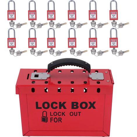 Ensemble de cadenas de boîte de consignation, groupe de sécurité Portable avec 12 cadenas de 38mm, 24 clés (1/5)