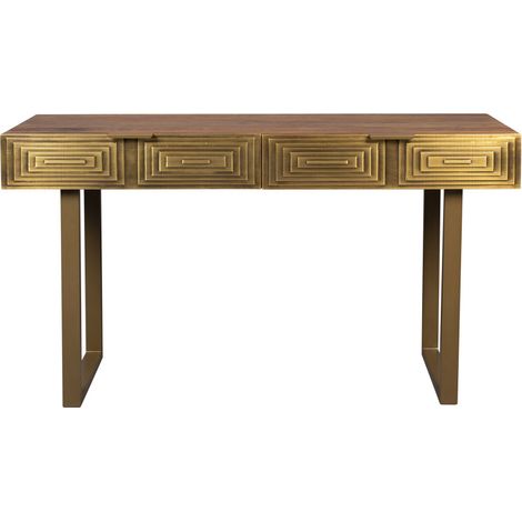 Console 140x50x76 cm en manguier et métal laiton (1/5)