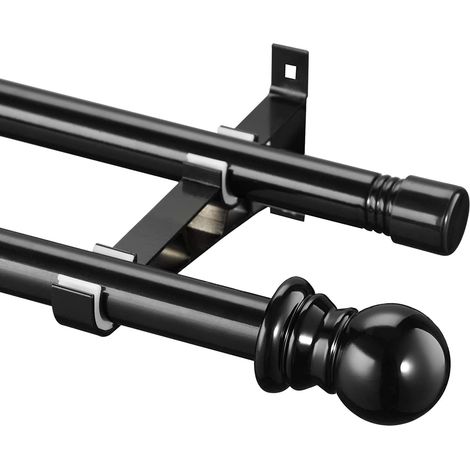 1 Tringle à Rideau Double, Acier Inoxydable, Diamètre 2,54 cm, Extensible 76-368 cm, avec Supports, pour Salon