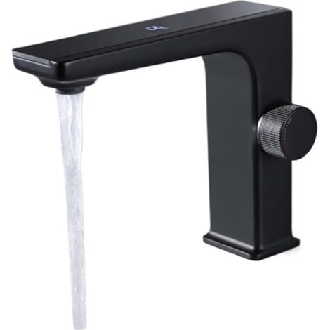 Robinet de cuisine Robinet de lavabo de salle de bains à affichage numérique, grue de lavabo montée sur pont en laiton à LED intelligente, robinet de vanité d'évier mélangeur d'eau chaude et froide(Zw (1/5)