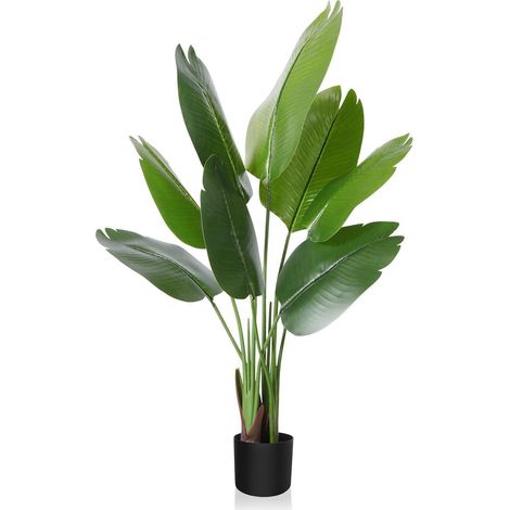 Künstliche Paradiesvogel Pflanze 120cm mit 8 Blättern für Innen & Außen (1/5)