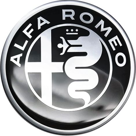 3D Alfa Romeo Logo Aufkleber, Weiß und Schwarz, 40 mm