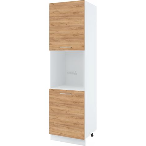 Colonne de cuisine pour four encastrable Bellissi Chene 2 portes L 60 cm -  Porte avec poignée apparente  Décor chêne brut