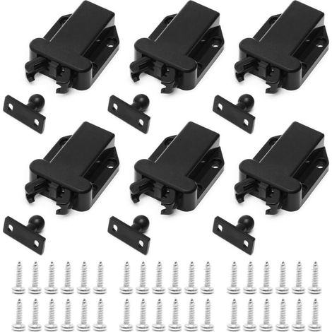 Ensemble de 6 verrous tactiles à pression pour armoires - Ouvre-tiroirs non magnétiques (1/5)