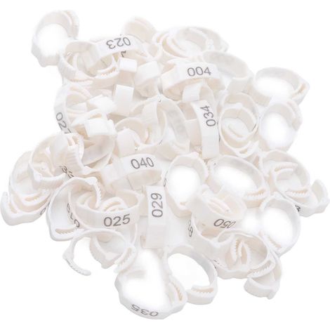 50 bagues numérotées pour identification de volailles (poulets, pigeons, canards, oies) - Blanc (1/5)