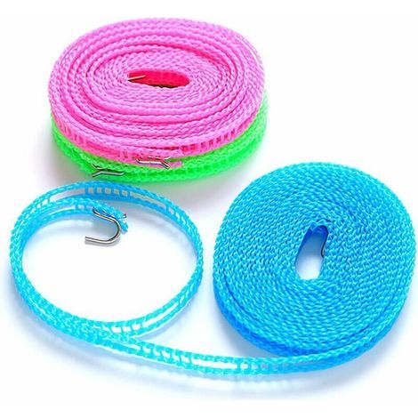 3 Cordes à Linge Extérieures Portables en Nylon 5 m – Résistantes au Vent – Pour Camping, Voyage ou Usage Intérieur (1/5)