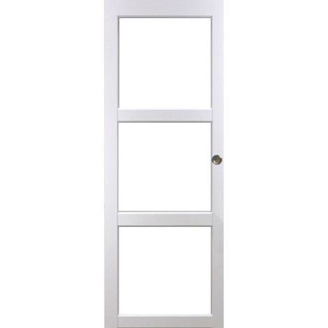 Puerta corredera Kenya blanca con acristalamiento transparente H204 x L83 cm, conchas Gd Menuseries