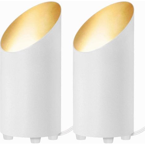Lot de 2 spots encastrés pour éclairage indirect sur pied 5 W ampoules LED GU10 2700 K prise UE blanc (1/5)