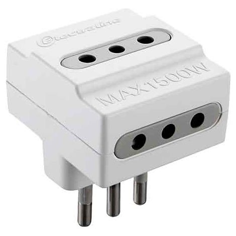 ADATTATORE TRIPLO 10A 2P+T - presa 10A 2P+T - Colore Nero - ELECTRALINE