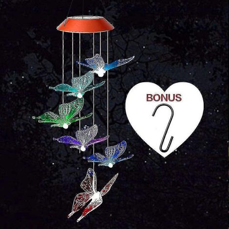 Carillon éolien d'extérieur, lampe solaire LED à couleurs changeantes, lampe suspendue étanche, mobile à rotation spirale-AquaForge