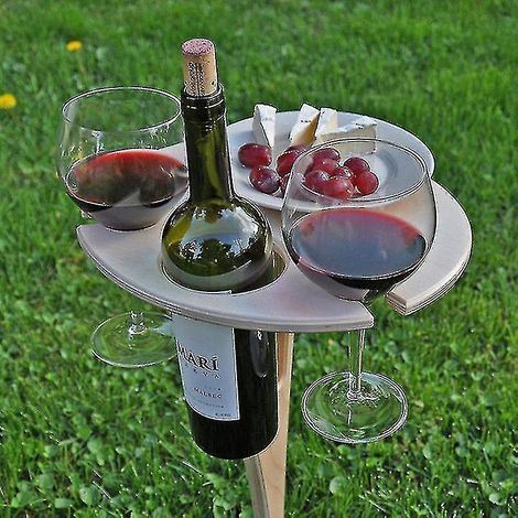 Table à vin pliante d'extérieur, table à vin portable en bois pour verres à vin, table de pique-nique en plein air, plagexxd002(bebetter) (1/4)