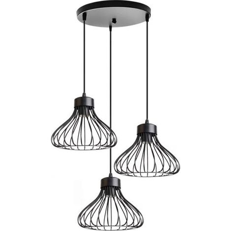 Lustre Suspension en Cage Métal Lampe Suspension Industrielle Vintage pour Salon Chambre (1/4)