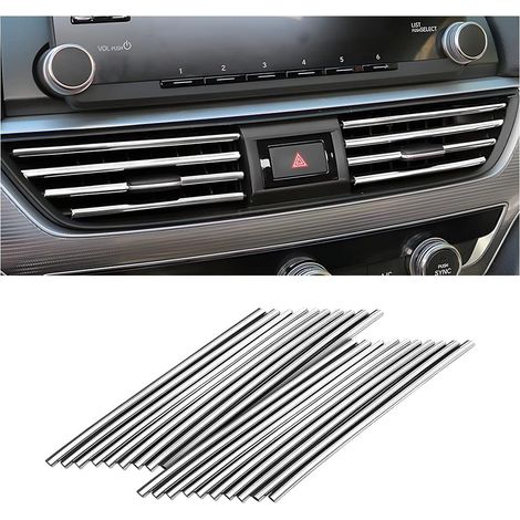20 bandes décoratives pour grilles d'aération de voiture, décoration universelle étanche et flexible, adaptée à la plupart des grilles d'aération, accessoires intérieurs de voiture (argent) (1/5)