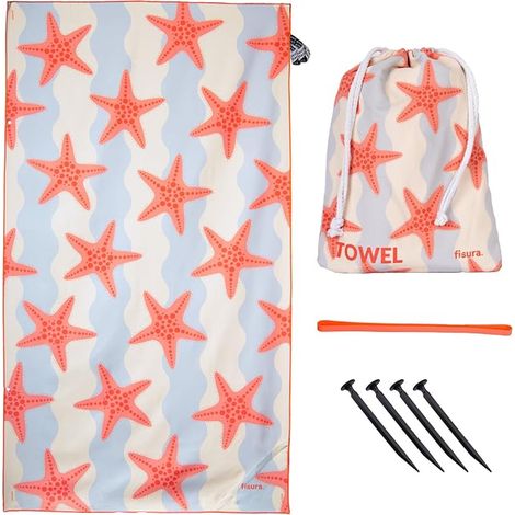 Serviette de Plage à Rayures et avec Serviette en Microfibre pour Piscine, Plage, Camping