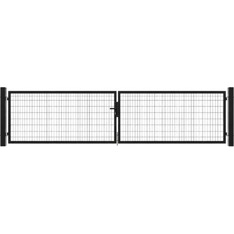 Portail battant grillagé acier ouverture réversible H 100 x 300 cm - noir (1/5)