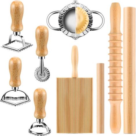 Set per la preparazione della pasta, macchina per gnocchi e ravioli, per creare la tua pasta, set di 9 utensili da cucina, 37 x 30 x 7,2 cm, multicolore. (1/5)