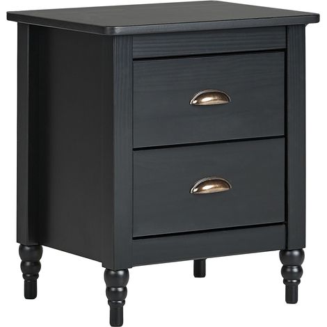 Nachttisch mit 2 Schubladen SHILLINGTON Kiefernholz Schwarz
