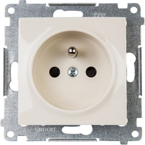 Simon 54 Presa singola con/senza 16A IP20 con otturatore a binario, crema DGZ1Z.01/41