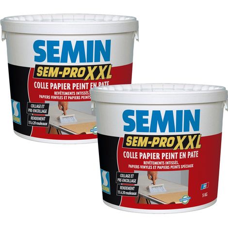Lot de 2 colles papiers peints en pâte Semin Pro XXL - prêt à l'emploi - pot de 5 kg