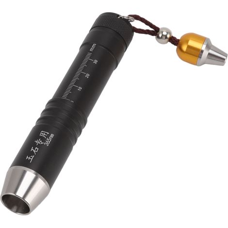 Lampe torche d'identification à petit diamètre et triple source lumineuse pour l'évaluation des bijoux et la détection de contrefaçons de jade.