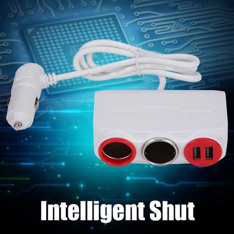 Chargeur allume-cigare voiture 120W double port USB avec récupération automatique de coupure (Blanc Rouge) (1/5)