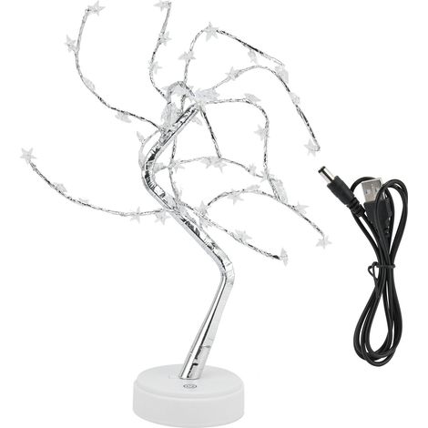 veilleuse-Lampadaire LED Artificiel en Fil de Cuivre - Arbre Lumineux avec 60 LEDs et Étoile pour Décor Maison/Bureau - Éclairé par USB/Piles (1/5)