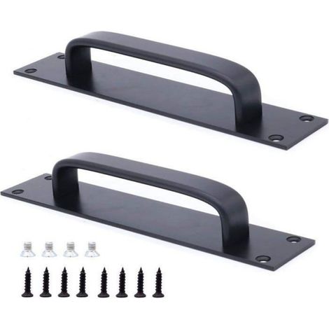 Poignée de porte coulissante - - Lot de 2 - Aluminium - Noir - Design Moderne (1/4)
