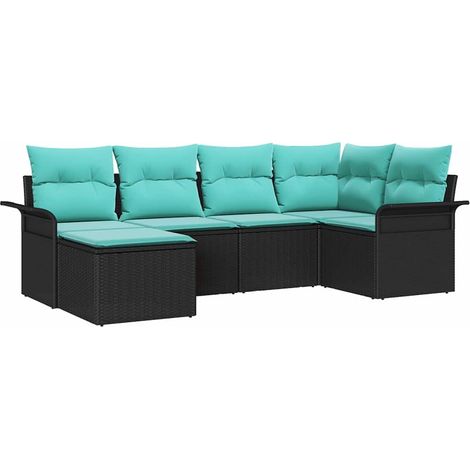 Garden Sofa Set with Storage 6 pcs Black Poly Rattan vidaXL