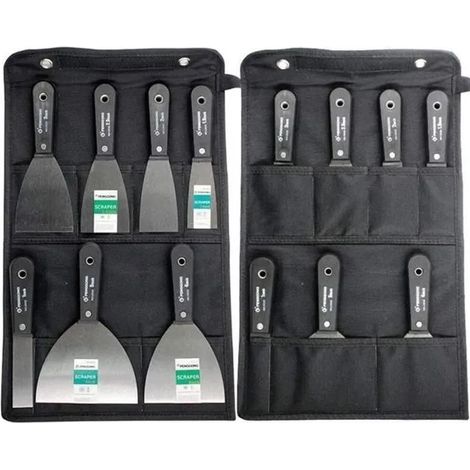 HOXILEELEOCouteaux à Enduire Jeu de Spatules en Acier Ensemble de Couteaux à Mastic Lot de 7 pièces Avec Sac De Rangement Grattoir Mural (1/3)