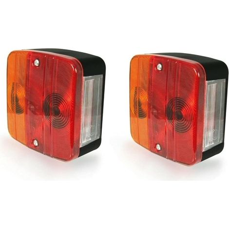2 Feux Arrières 12V - Ensemble Gauche et Droit - ABS et PMMA - 4 Fonctions E11 - Pour Remorque et Camion - 104x97x50mm (1/5)