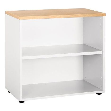 Bibliothèque basse finition chêne clair - corps blanc Exprim - Maxiburo