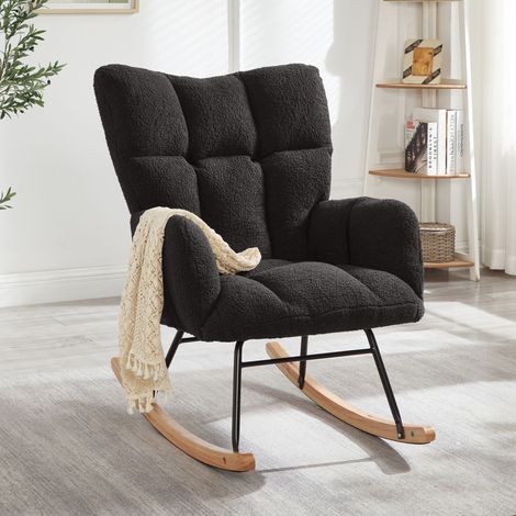 Modernes Schaukel-Sessel – 69 x 89 x 101 cm – Ergonomischer Komfort für Wohnzimmer, Schlafzimmer, Büro, Kinderzimmer oder Balkon – Holz- und Metallgestell – Skandinavischer Minimalismus