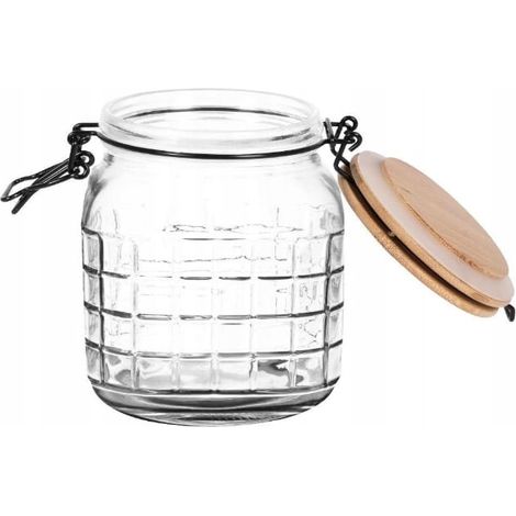 Bocal avec couvercle en bambou 1,1 L - Récipient de conservation universel (1/5)