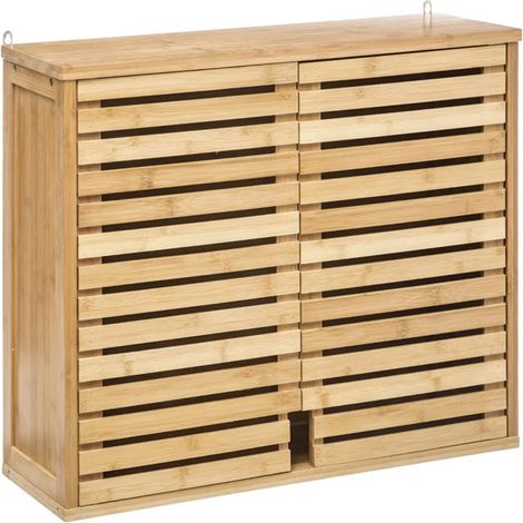 5Five Simply Smart – Meuble haut 2 portes Sicela 59cm – Bambou et panneaux de particules – 1 étagère – Tendance et déco