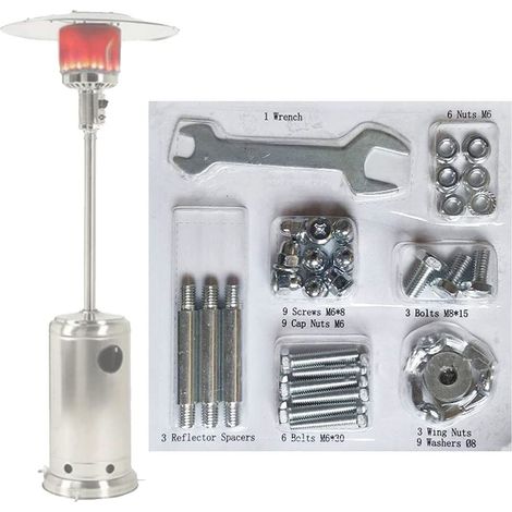 Ensemble de boulons pour chauffage de terrasse en verre rond, réflecteur de bouclier de rechange – Accessoires de chauffage extérieur au propane – Écrou papillon, boulon et écrou
