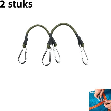 Boucle 2 pièces pour l'alpinisme et les activités de plein air - 8 mm d'épaisseur - cordon élastique pour bagages et tente - vert armée 30 cm (1/5)