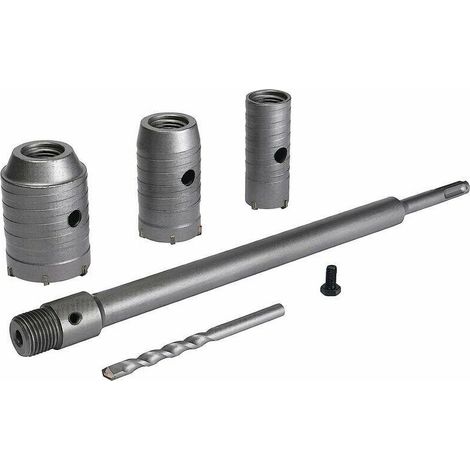 Set de scies à cloche 30/40/50mm – Tige d'extension 350mm – Carbure de tungstène pour béton, brique et parpaing – Compatible murs de maçonnerie (1/4)