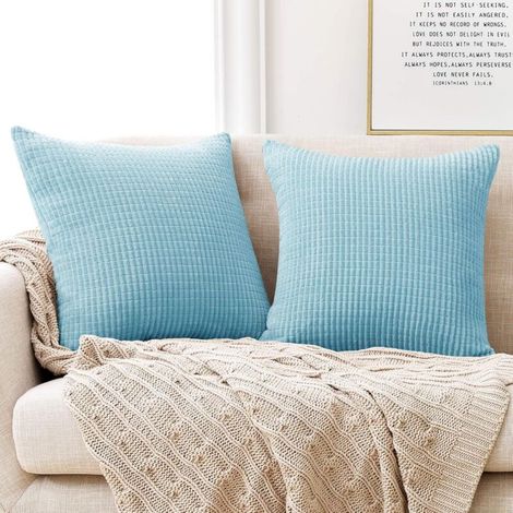 ZOLGINAH Lot de 2 Housse de Coussin 40x40cm Bleu Ciel en Velours Housse De Coussin Decoratif Housse de Coussin