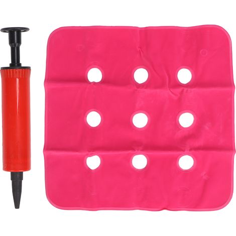 Coussin gonflable épaissi anti-escarres en velours, assise d'air respirante pour voiture, bureau, fauteuil roulant - Rose Rouge (1/5)