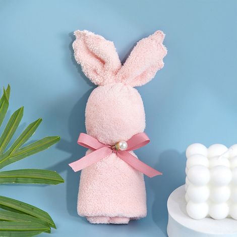 Serviette polaire à motif lapin – Serviette de bain/torchon pour enfant, cadeau d'anniversaire, de baptême ou de mariage (1/5)