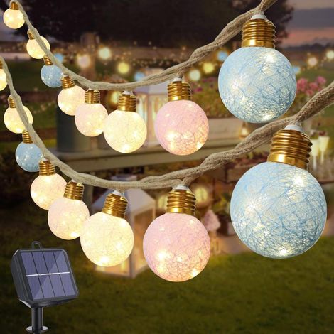 Außenbereich Solar Lichterkette – 8 m 160 LED Solar Lichterkette mit Baumwolle Ball, 8 Modi Solar (1/5)